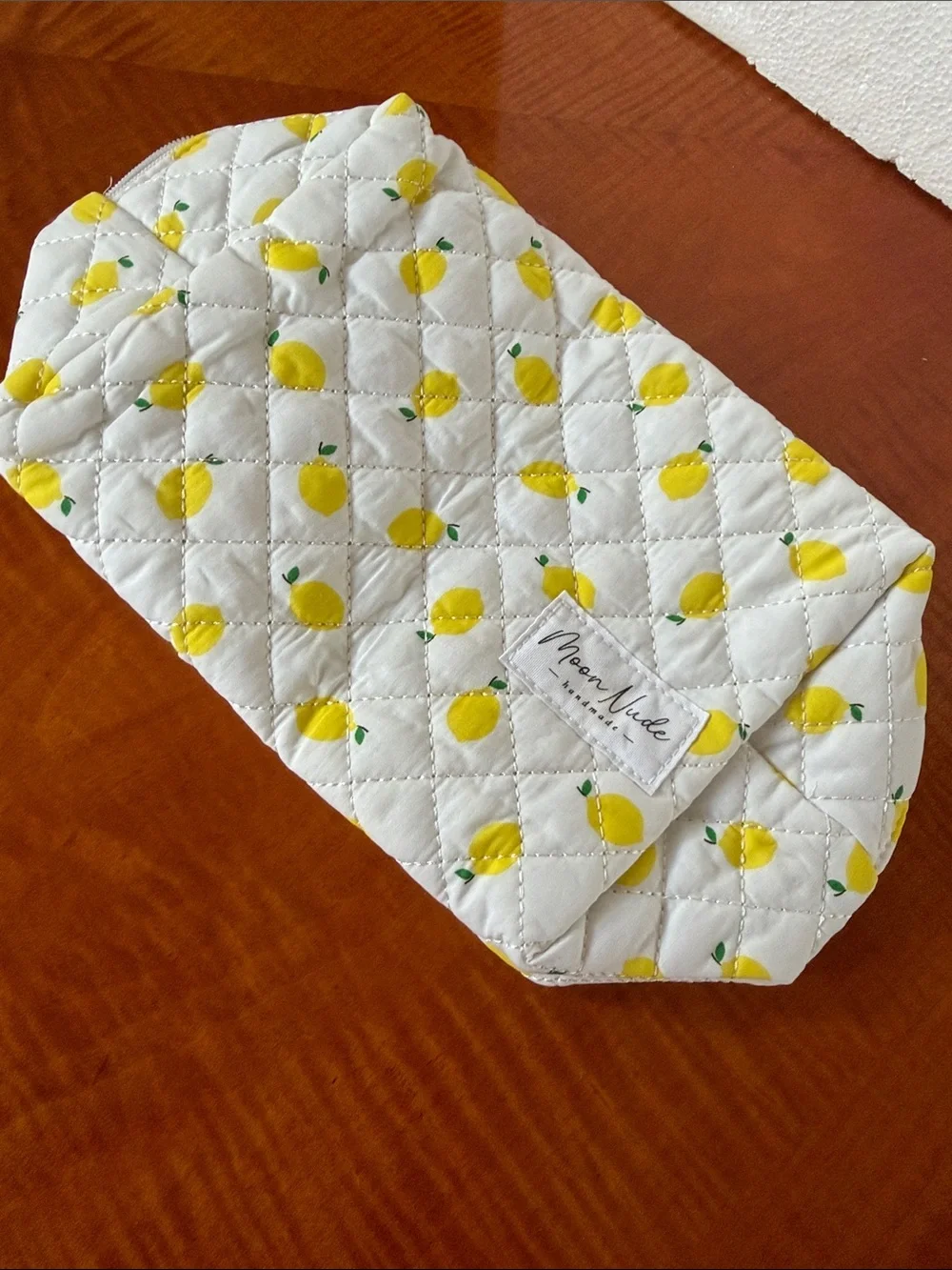 Moon Nude Quilted Lemon Cosmetic Pouch - White & Yellow